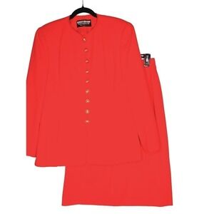 Vintage Herbert Grossman Cynthia Sobel Red Skirt Suit Size 10 Blazer 100% Wool